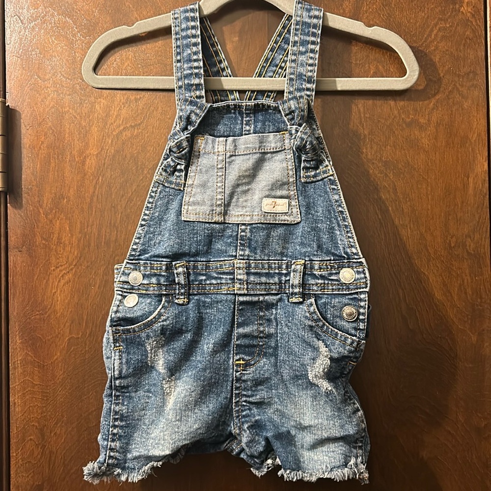 Denim Overalls with Distressed Details